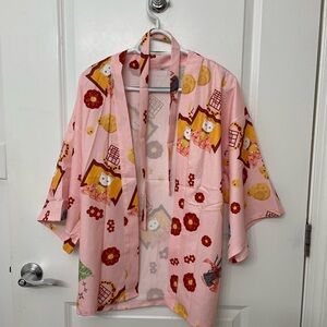 Cat kimono polyester one size pink
